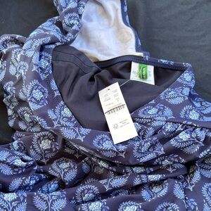 J Crew Blue Bathing suit one shoulder with Light Blue Floral Print